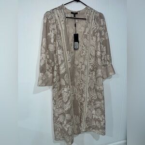 Elegant Beige Floral Lace Women's Blazer